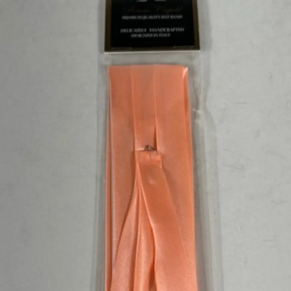 Bruno Capelo Men's Peach 3 Pleat Hat Band Premium 2 End Hooks 100% Satin